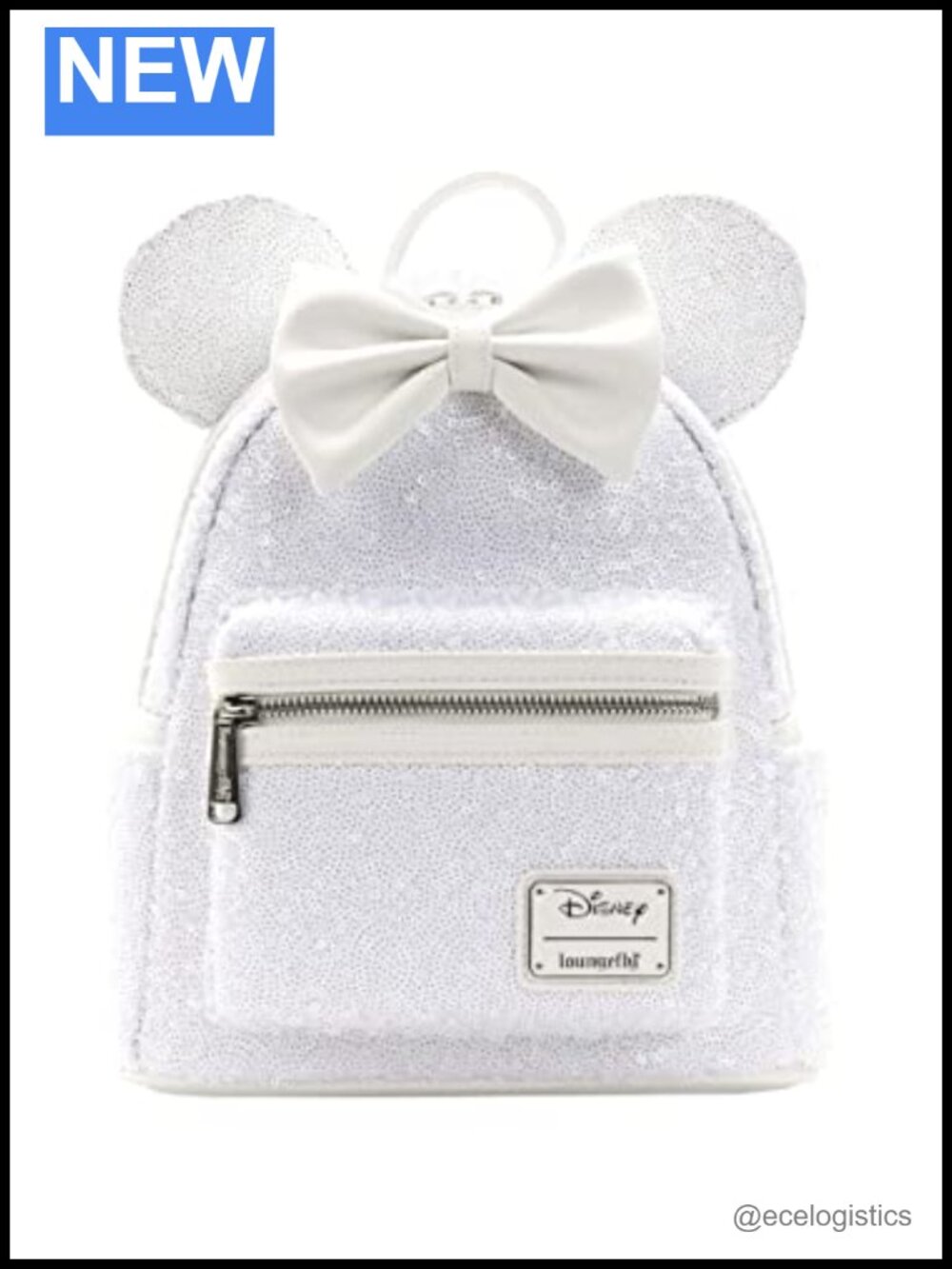 Disney Minnie Mouse Sequin Shoulder Bag with Bow Faux Leather